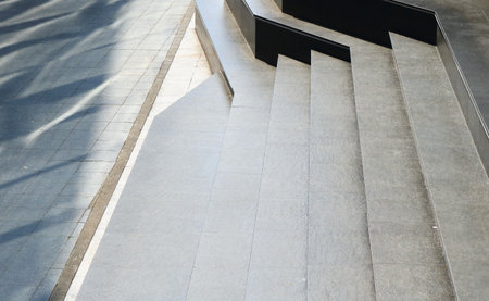 Gray concrete stairs modern design in the gardenの写真素材