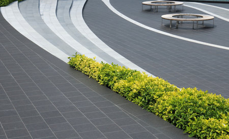 Decorative concrete stairs in the gardenの写真素材