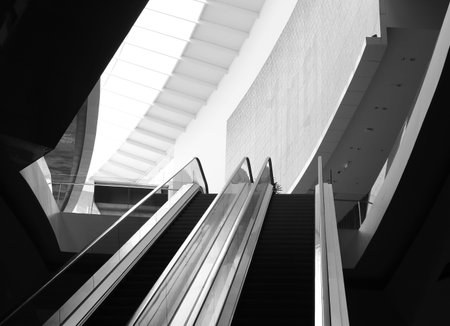 Two escalators in new modern building