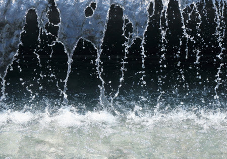 Water fountain and water fall in garden or park