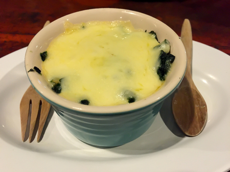 Baked Spinach with Cheese.の写真素材