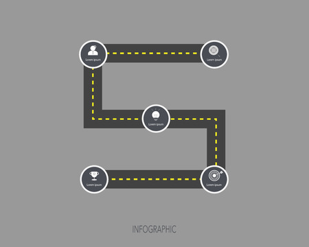 Timeline infographics template with roadmap design,vector illustration. Business concept with icon,steps or processes.Infographic element for layout process diagram.のイラスト素材