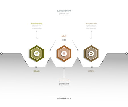 Vector Infographics polygon label, template design. Business concept,  with icon 3 step.Infographic element for layout process diagram.のイラスト素材