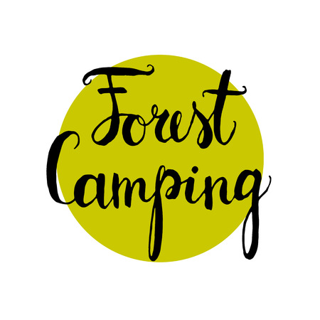 Hand lettered design element - Forest Camping. Vector. Can be used for  logos, icons, banners, design elements, logotypes, badges, labels.  t-shirts.の写真素材
