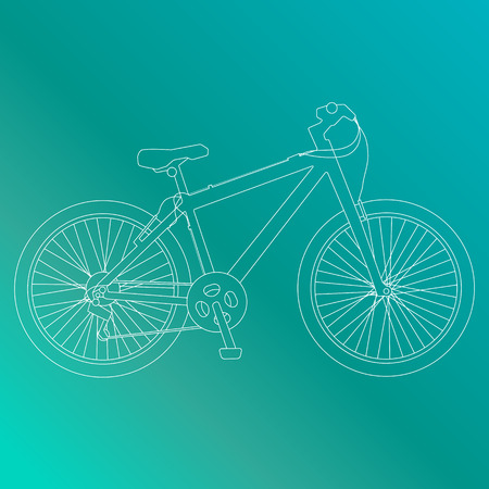 Mountain bike on green background. Line illustration of bicycle. Vector Illustration.の写真素材