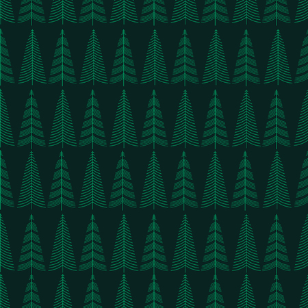 Forest trees seamless pattern. Line icons of trees. Hipster and simple modern style.Christmas design.の写真素材