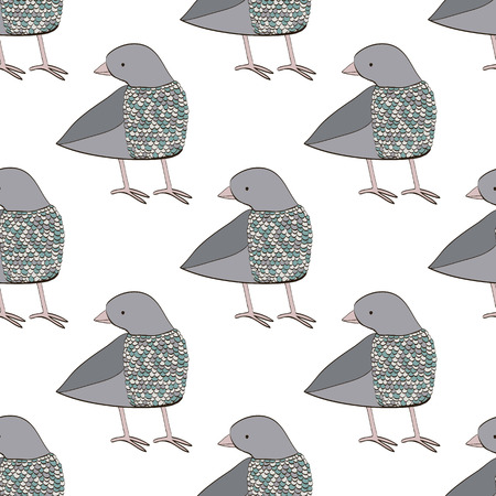 Seamless pattern with dove.  Cartoon and cute hand drawn bird made in vector. Perfect design for cards, invitations, print.のイラスト素材