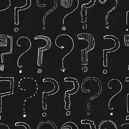Seamless pattern with hand drawn question marks. Vector illustration.のイラスト素材