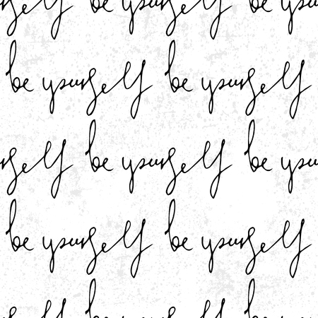 Seamless pattern with inspirational quote made in vector. Hand drawn quote on grey background.のイラスト素材