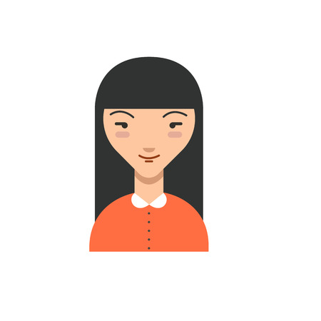 Cartoon illustration of a cute japanese girl. Japanese woman icon. Face of young woman in cartoon style. Isolated avatar.の写真素材