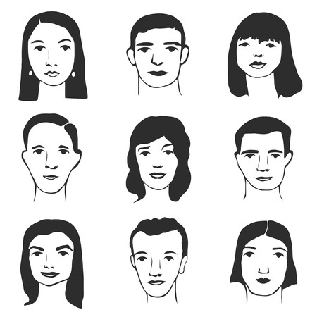 Vector character set. Cartoon faces illustration.の写真素材