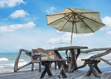 Deck Chairs at the Beachの写真素材