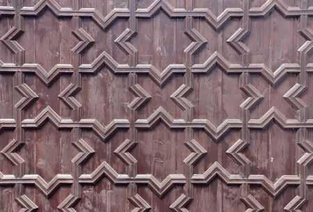 Detail of the roof of the Plaza of Spain in Seville, composed of hexagons handmade wood and ceramics.の写真素材