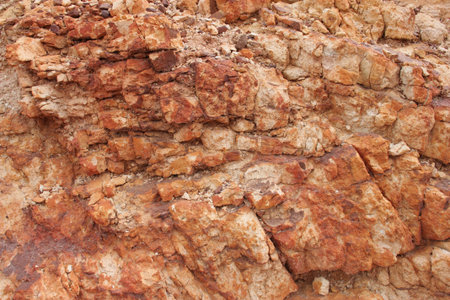 background of a wall of sand and copper taken at an open pit mine