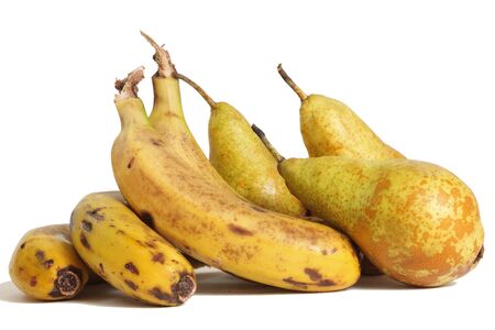 Fruits harvested ecologically natural looking on a white backgroundの写真素材