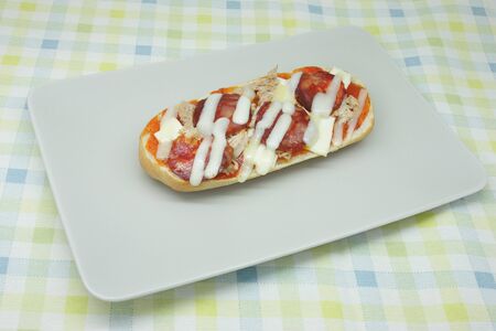 Result of combining a sandwich and a pizza, leading to paniniの写真素材