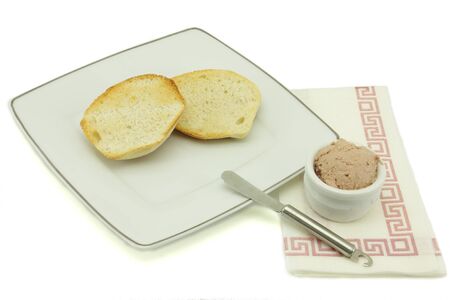 European-style breakfast consisting of two slices of Foie grasの写真素材