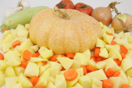 Ingredients to prepare different salads mediterrenea based on dietの写真素材