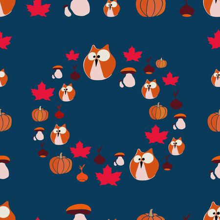 autumn wreath vector seamless pattern backgroundのイラスト素材