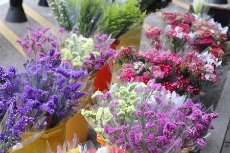 Fresh colorful flower market.の写真素材