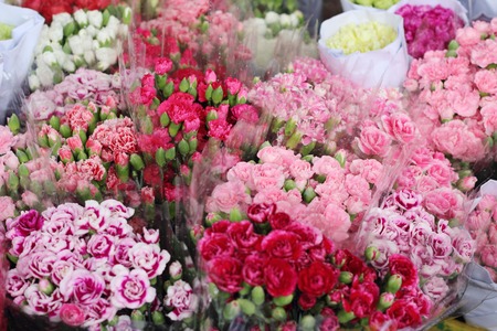 Fresh colorful flower market.の写真素材