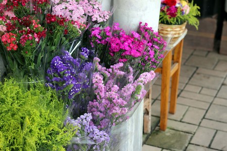Fresh colorful flower market.の写真素材