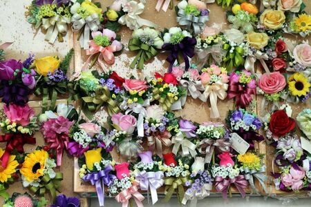 Grooms dress with flowers on chestの写真素材