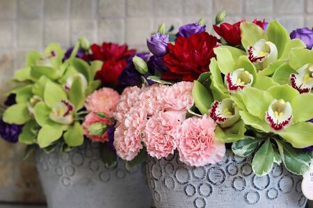 The bouquets, orchids, vibrant colors.の写真素材