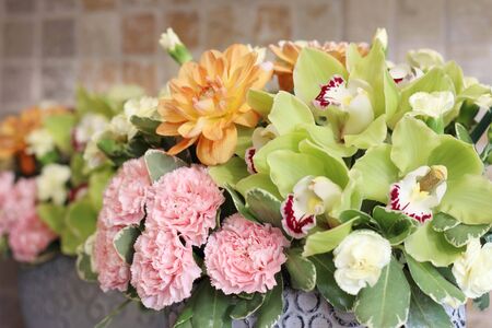 The bouquets, orchids, vibrant colors.の写真素材