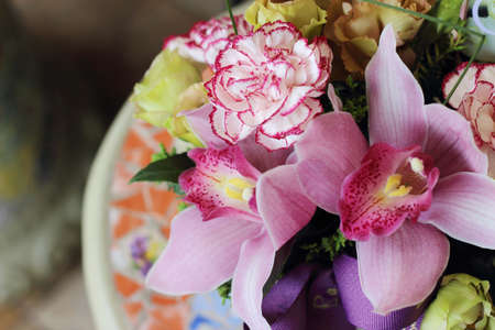 The bouquets, orchids, vibrant colors.の写真素材