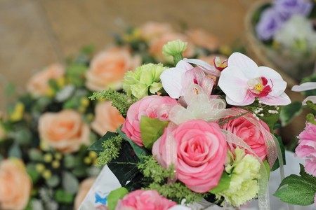 colorful flowers bouquet  roses  tulips  birthday,Mothers day, valentines day, greetings, congratulations の写真素材