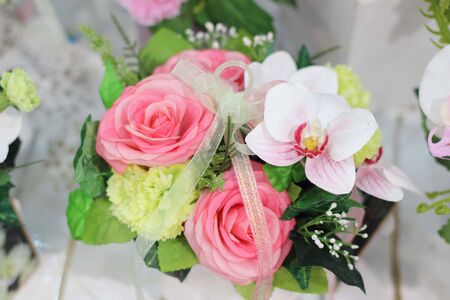 colorful flowers bouquet  roses  tulips  birthday,Mothers day, valentines day, greetings, congratulations の写真素材