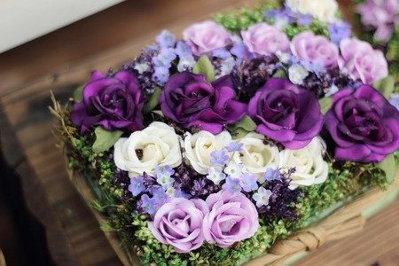 colorful flowers bouquet  roses  tulips  birthday,Mothers day, valentines day, greetings, congratulations の写真素材