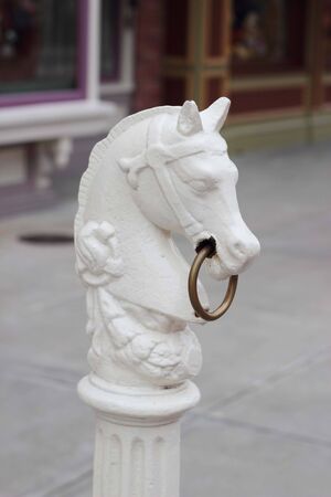 White horse head statueの写真素材