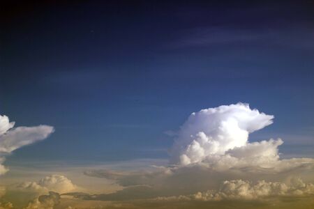 blue sky background with tiny cloudsの写真素材