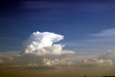 blue sky background with tiny cloudsの写真素材