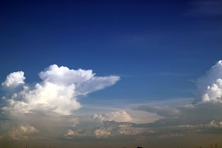 blue sky background with tiny cloudsの写真素材
