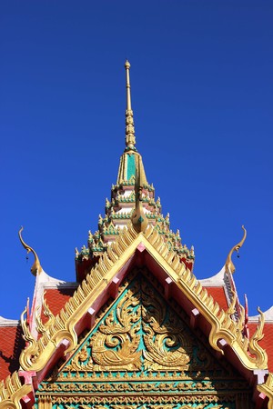 thai temple roof with king of nagas decorationの写真素材
