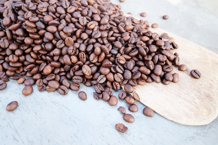 Coffee on grunge wooden backgroundの写真素材