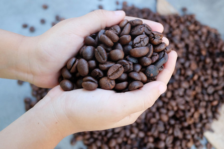 Coffee on grunge wooden backgroundの写真素材