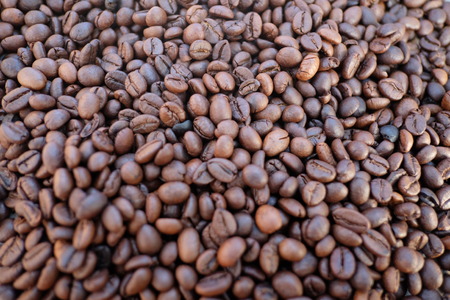 Coffee on grunge wooden backgroundの写真素材