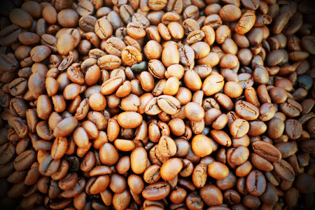 Coffee on grunge wooden backgroundの写真素材