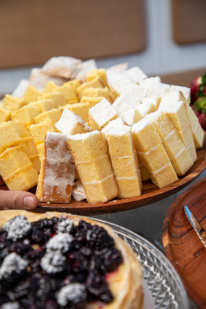 Close-up of a plate with a variety of sweet desserts.の写真素材