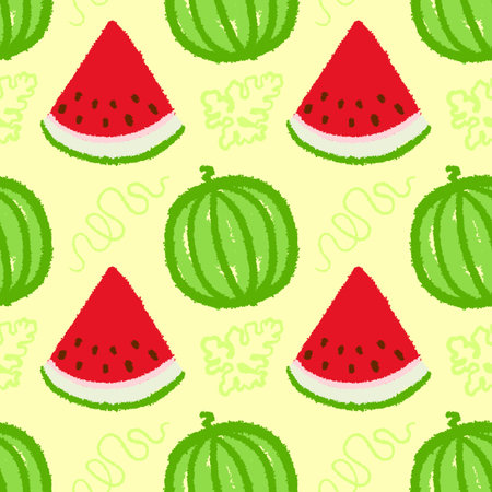 Vector illustration. Seamless pattern with fresh watermelons