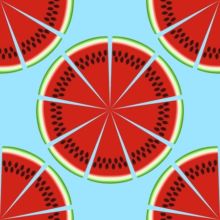 Seamless pattern with fresh watermelons. Vector backgroundのイラスト素材