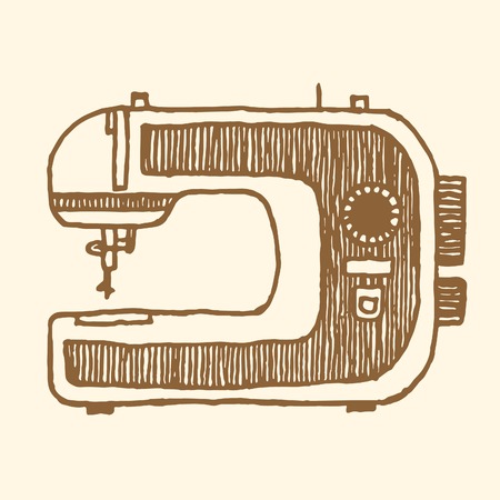 Sewing Machine. Vintage style, hand drawn pen and inkのイラスト素材