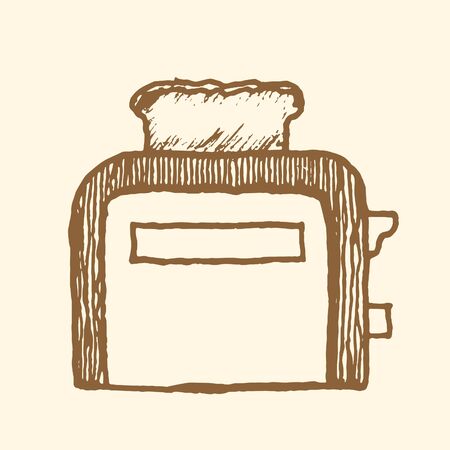 Toaster. Vintage style, hand drawn pen and ink.のイラスト素材