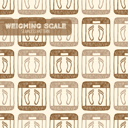 Weighing Scale seamless pattern. Vintage style, hand drawn pen and ink. Vector seamless pattern. Retro design element for electronics store packagingのイラスト素材