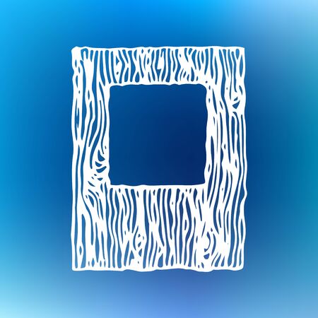 Vector retro frame. Wooden texture, vintage style, hand drawn, pen and ink. Retro handcrafted wood design elementのイラスト素材