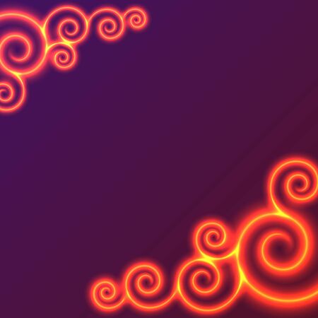 Yellow and red swirls of flame. Vector background, bright design element with space for textのイラスト素材